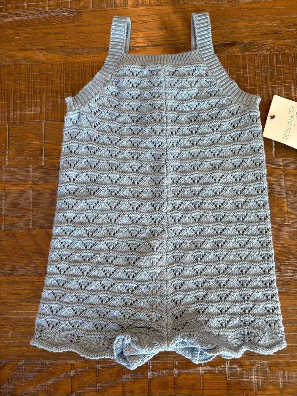 Little Planet NWT Light Blue Knit Romper, Size 12 months